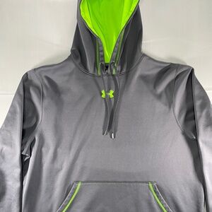 Under Armour Men’s Gray Hoodie w/ Neon Green - Size L